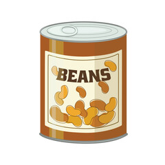 Canned beans on white background 