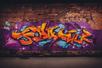 Graffiti in a bad area of the city. Background with selective focus and copy space