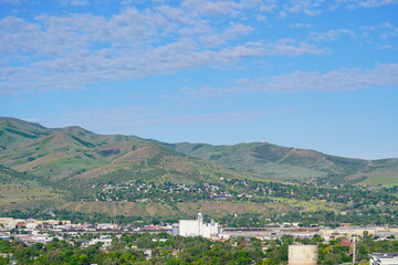 Landscape of house and mountain in city Pocatello in the state of Idaho	