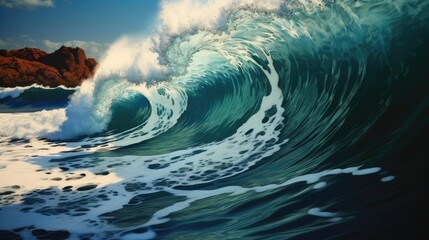 Waves crashing, Big dramatic wave.