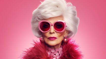 portrait of a senior woman wearing a sunglasses 