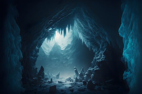 icy cave dungeon atmospheric horror dramatic lighting cinema still movie real hyper realistic octane render 4k 