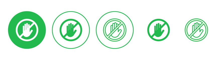 Stop icon set. stop road sign. hand stop icon vector