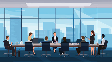 Obraz premium Concept vector illustration of business meeting.
