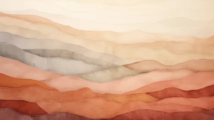 Deurstickers abstract landscape in earth pastel tones - a collection of handmade rag papers, web banner © Ziyan Yang
