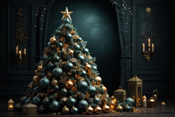 Fototapeta premium christmas tree and decorations