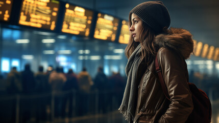 Obraz premium Airport Anticipation: Passengers Awaiting Their Flight