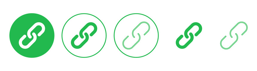 Link icon set. Hyperlink chain symbol.