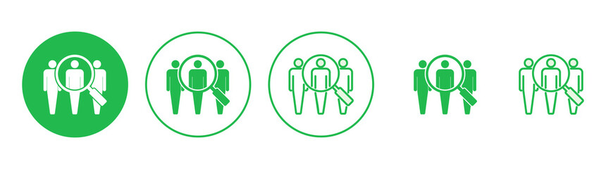 Hiring icon set. Search job vacancy icon. Human resources concept. Recruitment