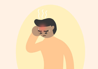 illustration of a person who has a headache or dizziness