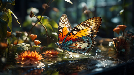 Fototapeta na wymiar Beautiful Buterfly in the Flowers