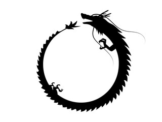龍のシルエットの円形フレーム