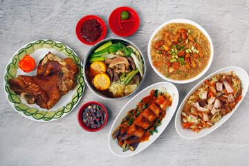 Freshly cooked assorted Filipino food