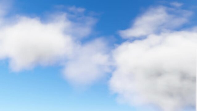 A Simple Animation With Clouds Flying Against A Blue Sky Background. Minimalistic 3D Scene No People. Relax Atmosphere. 4K Animation Pattern Render. Seamless Background, Loop Stock Video.