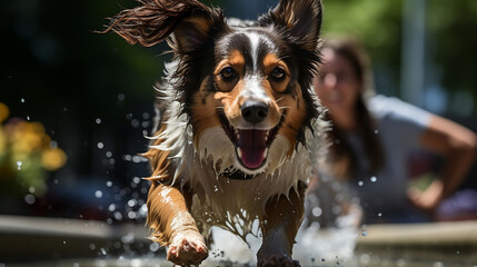 Happy dog ​​playing