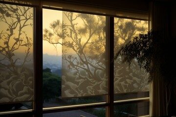 Window covering that adjusts to light levels. Generative AI
