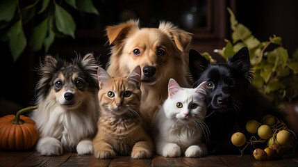 Soapy pets, Dogs and Cats sitting next to each other, Puppies and Kittens being friends