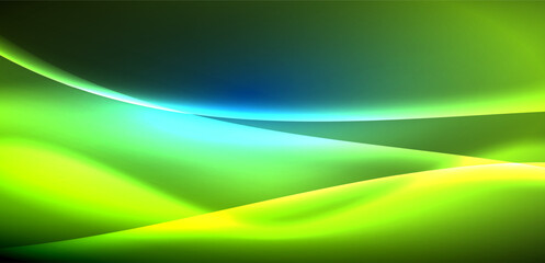 Dynamic waves in ethereal glow of neon lights. Concept merges fluidity of motion with vibrant allure of neon, crafting entrancing backdrop that embodies both vitality and futuristic sophistication