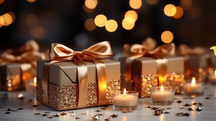 christmas gift box with candles
