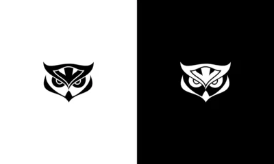 Schilderijen op glas owl head icon collection logo design vector © anello