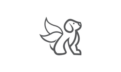 collection of line style dogs and combined with wings logo design vector