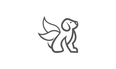 Fototapeta premium collection of line style dogs and combined with wings logo design vector
