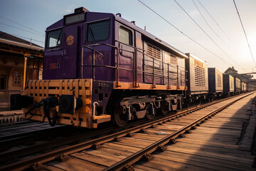 Fototapeta premium train on the railway, generative ai