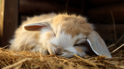 可愛いウサギの寝顔