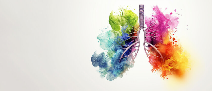 Rainbow anatomy lung, world tuberculosis day, lung cancer concept