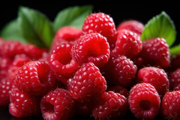 raspberry on a green background