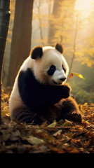 Obraz premium giant panda bamboo forest afternoon 