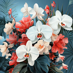 Obraz na płótnie Canvas Tropical romance vector seamless pattern 