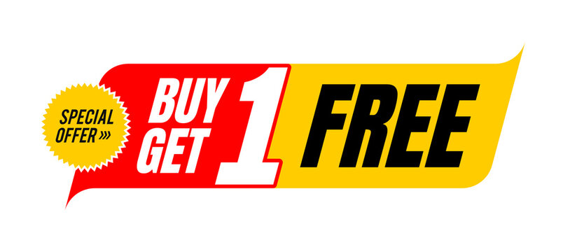 Buy one get one special offer design. for badge label, tag, sticker, logo, sign, symbol, icon, stamp. Vector Illustration