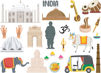 Set of India famous landmarks