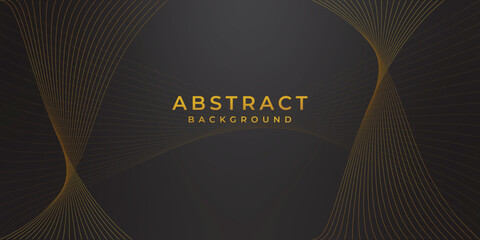 Abstract background with black and gray gradations with curved golden lines