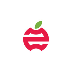 letter z number 2 fruit apple logo vector - obrazy, fototapety, plakaty