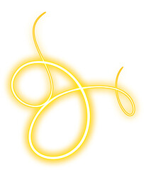 Yellow Glowing Neon Swirl Light Design Element