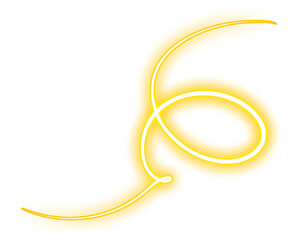 Yellow Glowing Neon Swirl Light Design Element