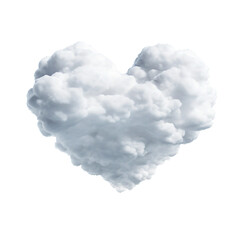 Cloud shaped like a heart, transparent background, isolated image, generative AI
