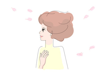 横顔_女性_横顔の社会人女性イラスト_人物