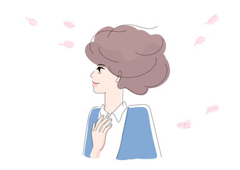 横顔_女性_横顔の社会人女性イラスト_人物
