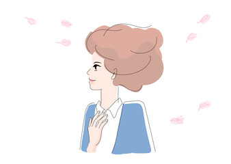 横顔_女性_横顔の社会人女性イラスト_人物