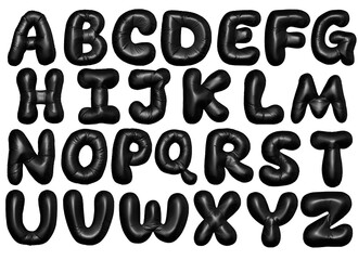 3D Black Matte Geometric Alphabet, Realistic Design Element with Transparent Background, PNG