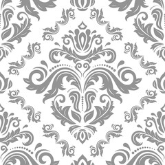 Classic seamless pattern. Damask orient silver ornament. Classic vintage background. Orient ornament for fabric, wallpapers and packaging