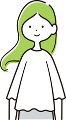 笑顔の女性の上半身のイラスト素材
