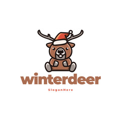 winter deer logo mascot vector