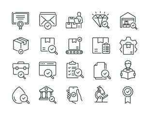 Quality control line icons. Editable stroke. For website marketing design, logo, app, template, ui, etc. Vector illustration.