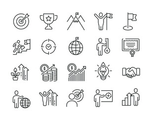 Goals line icons. Editable stroke. For website marketing design, logo, app, template, ui, etc. Vector illustration.