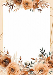 Brown white and beige rustic invitation background bouquet watercolor painting with flora and flower