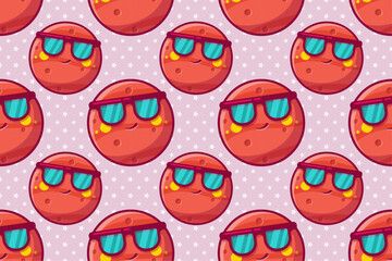 cool mars planet character seamless pattern vector illustration  © werezu